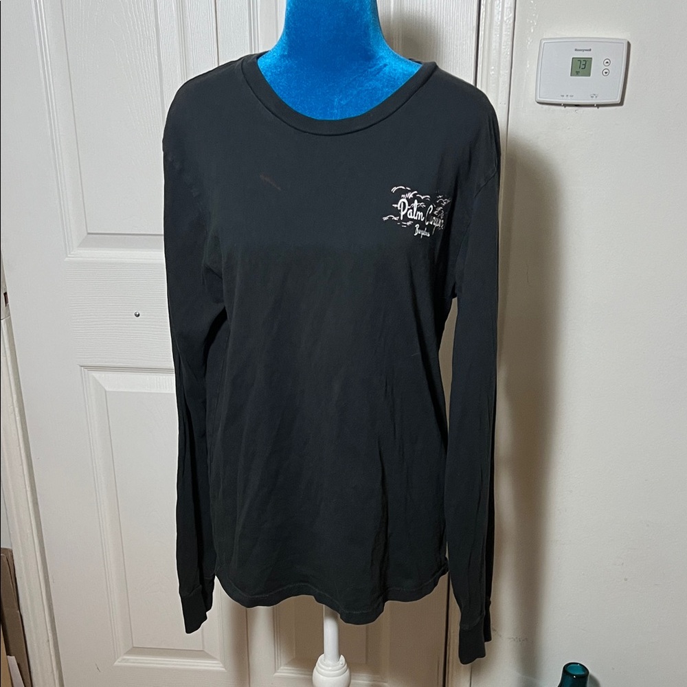 Re/Done Black Long Sleeve Palm Logo Tee